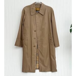 Burberry Vintage Trench Coat Gabardine Nova Check Plaid Lining Beige 40